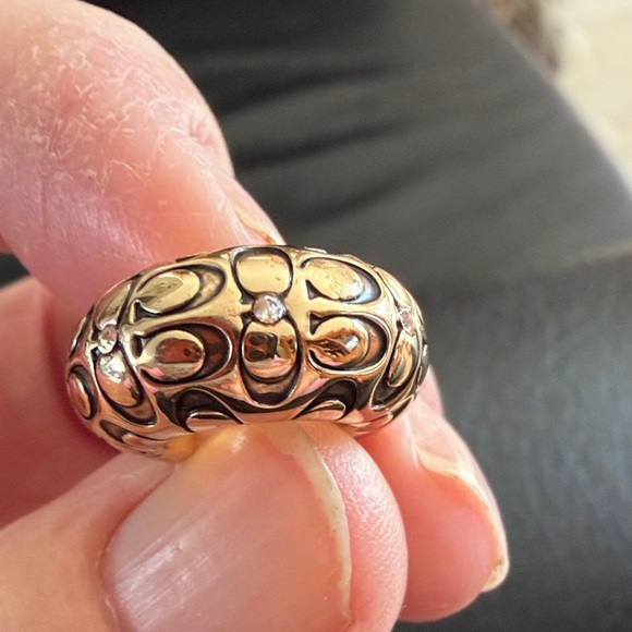 Coach Gold and Black Patterned Earrings - Picture 3 of 3